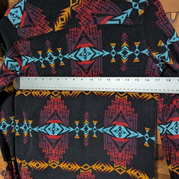 Rock and Roll Denim Medium Southwestern Print Shirt Jacket Western Snap Cowboy - Picture 11 of 12